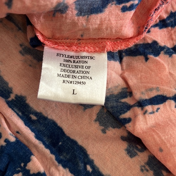 COMO Tie Dye Style Vintage Cute Tie Neck Boho Top Size Large - Picture 6 of 9